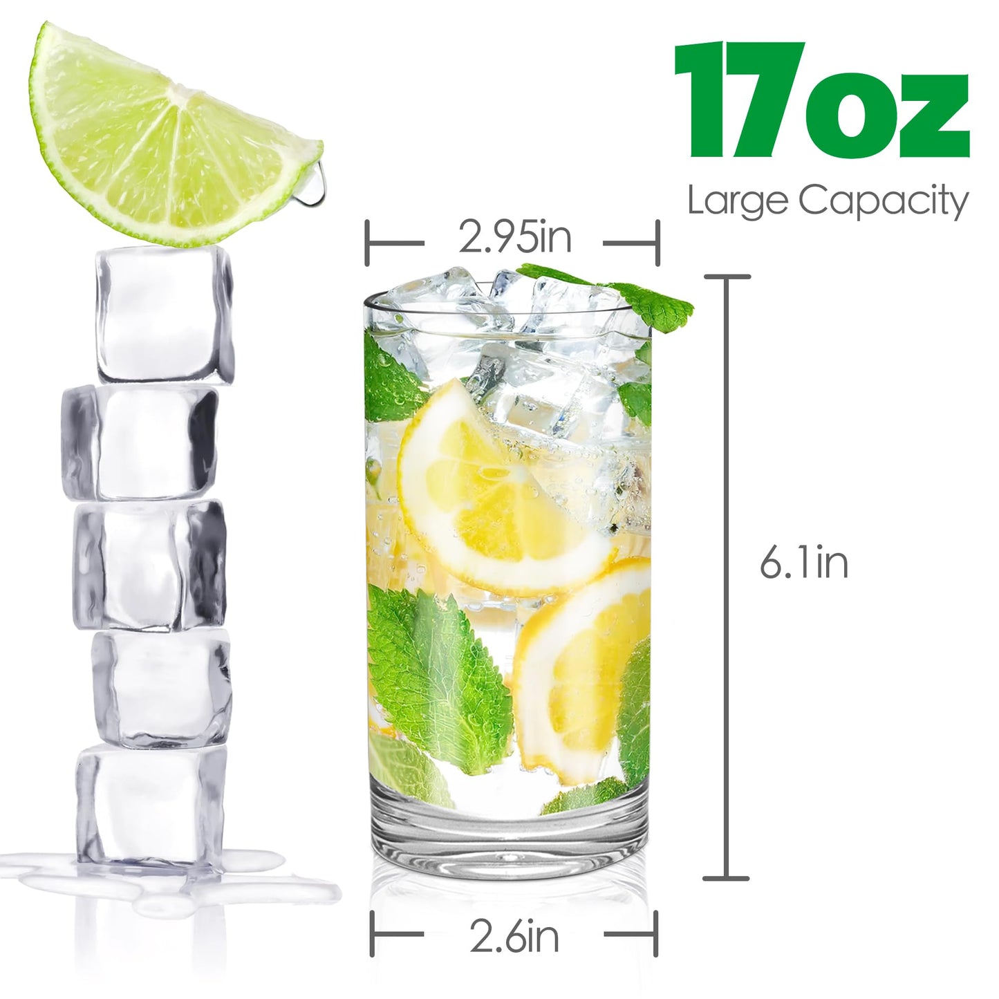 VAIIGO 17 Oz Plastic Drinking Glasses Set of 6, Acrylic Glasses Tumblers Cups Dishwasher Safe, Plastic Cup Reusable, Unbreakable Highball Glass, BPA-Free, Water Juice Cocktail Glass Everyday Use