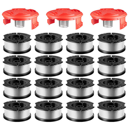 Chway 19 Pcs AF-100 Weed Eater Spools Compatible with Black and Decker String Trimmer, 0.065″ AFS Automatic Feed Replacement Spool, 16 Pcs Trimmer Spools(480ft Total), 3 Pcs RC-100-P Caps and Springs