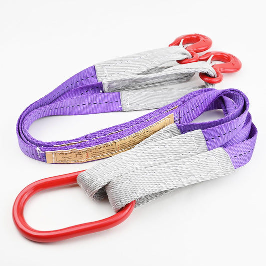Vigtayue Lifting Slings Straps with Hooks - 3.3 FT, 4409LB Pounds Capacity, Polyester Bridle Sling, Heavy Duty Two Leg Rigging Strap for Engines, Cranes, Hoists, Truck, Purple