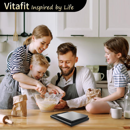 Vitafit 11lb Food Scale, High Accuracy 0.0001lb by Our Professional Factory Since 2001, Digital Kitchen Scale with% Percentage Function Cooking,Baking&Coffee, Stainless Steel, Big LED, Black