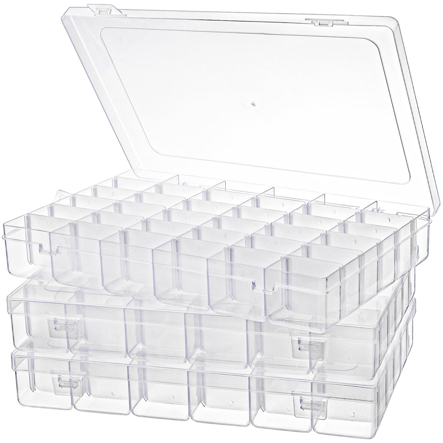 Tosnail 3 Pack 36 Compartments Clear Plastic Craft Storage Organizer Small Parts Organizer with Dividers