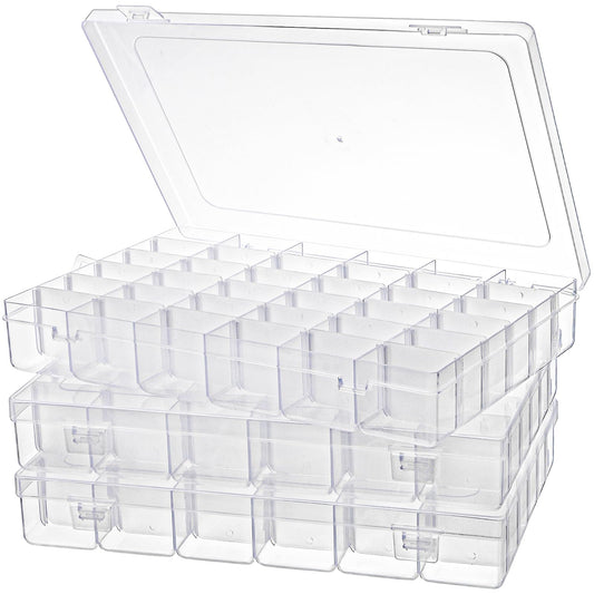 Tosnail 3 Pack 36 Compartments Clear Plastic Craft Storage Organizer Small Parts Organizer with Dividers