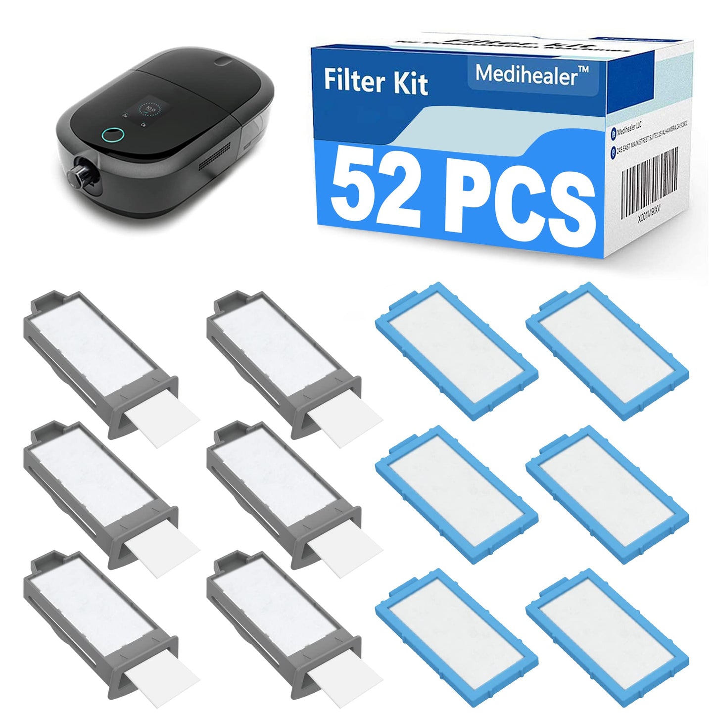 52PCS CPAP Filters for Dreamstation 2, Replacement Filters Compatible with Dreamstation 2: Includes 6 Preassembled Filters+ 20 Pollen Filters+ 20 Ultra-Fine Filters, Medihealer Supplies
