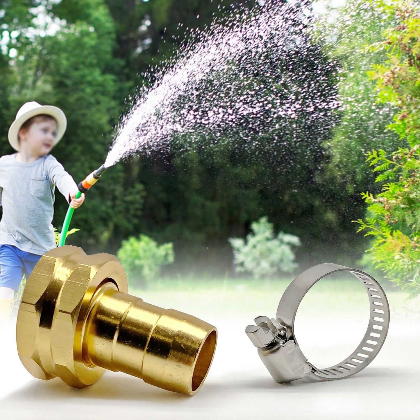 SaferCCTV Garden Hose Connector with Clamps, Garden Hose Repair Kit Male/Female Hose Fittings Set, for 3/4" and 5/8" Aluminum Garden Hose Fittings, 6Set