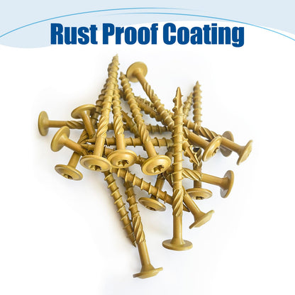 ANCHOREASE Lag Screws #14×3", 100PCS Heavy Duty Construction Screws, Rust Resistant, Washer Head, Bronze Coated External Wood Screws, Trusss Lag Screws, 2PCS T30 Star Bit Included