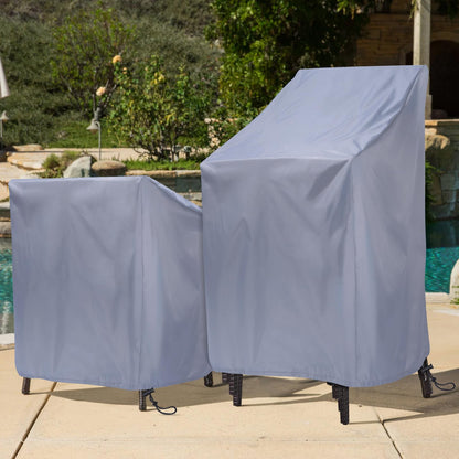 Stackable Patio Chair Covers, 210D Outdoor Chair Covers Waterproof for Stacked Chairs, Lawn Chair Covers Waterproof Outdoor Fits for 4-6 Outdoor Stacking Chairs (Grey, 25"L x 25"W x 47"H , 2PCS)
