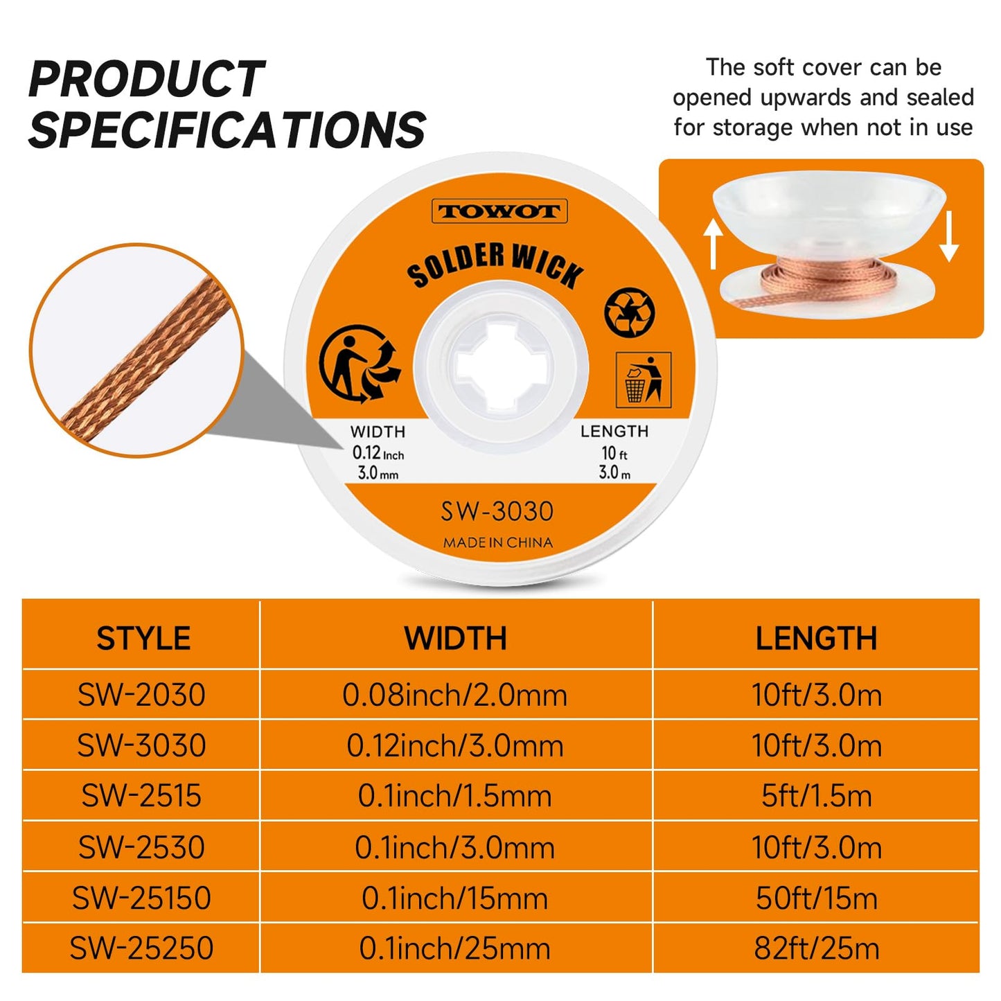 TOWOT Solder Wick, Desoldering Braid, Flux Wick, and Desoldering Wicks - Efficient and Professional Solder Removal SolutionSolution
