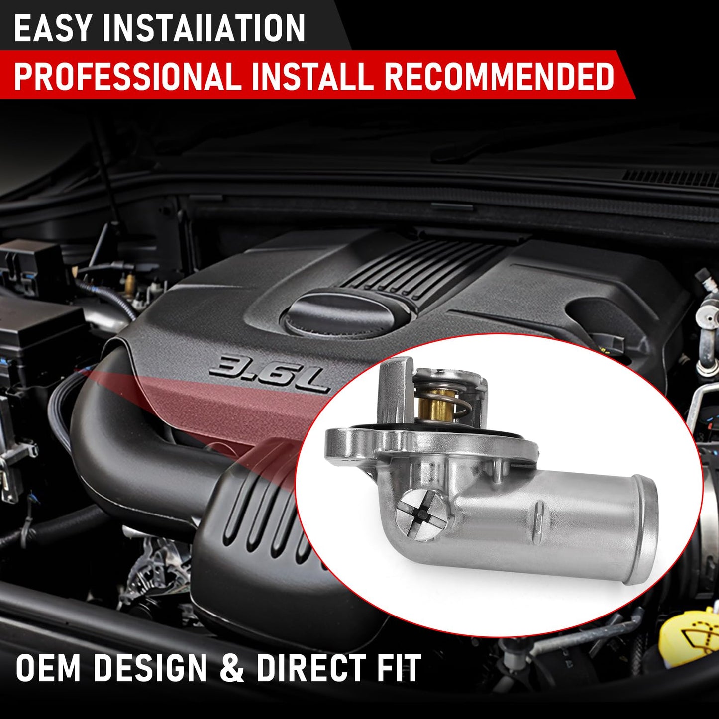 5184570AG Thermostat Housing Compatible with 2011-2020 Dodge Journey Avenger Grand Caravan 2014-2021 Jeep Cherokee 2012-2021 Ram C/V ProMaster 1500 2500 3500 2011-2017 Chrysler 200