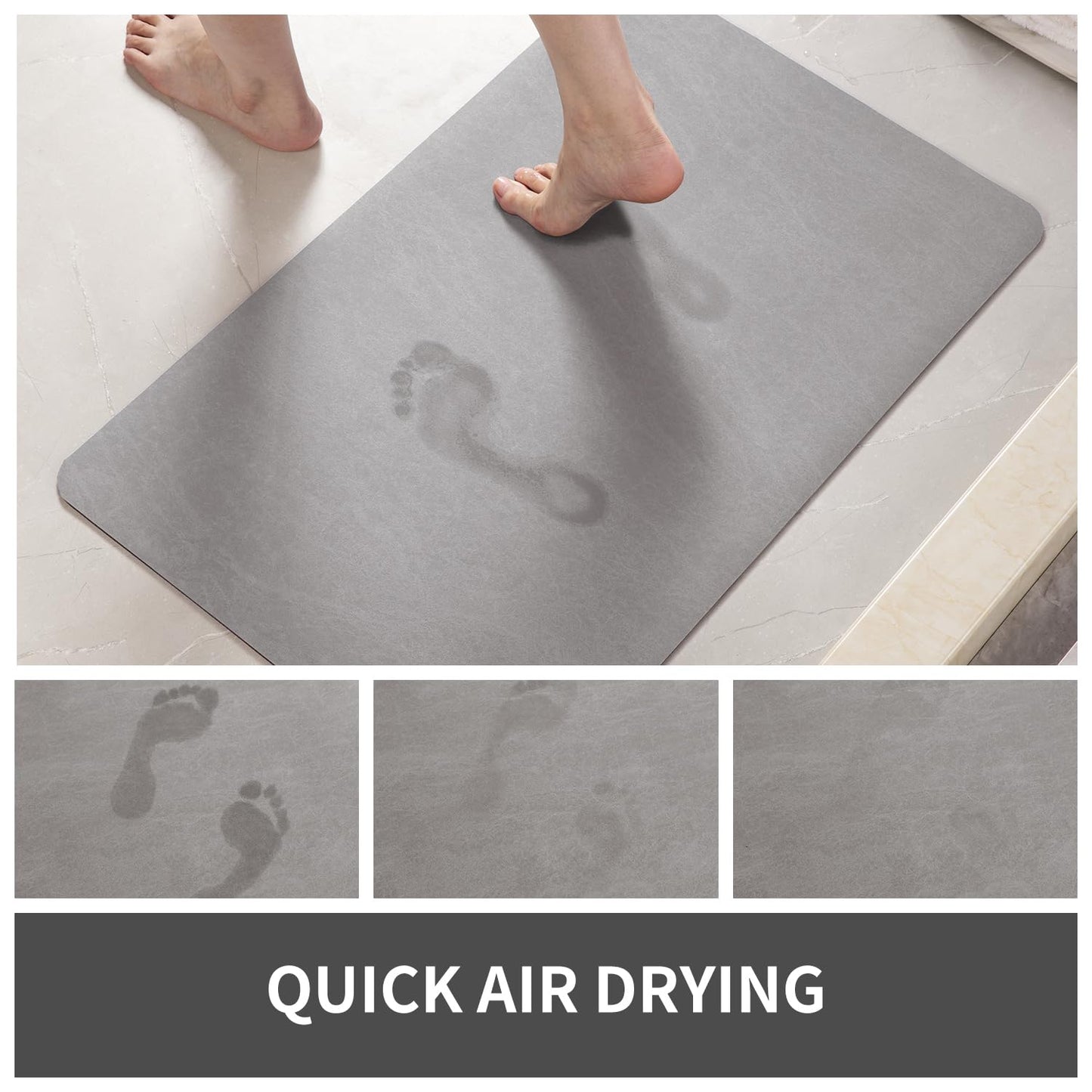 MontVoo Bath Mat Rug for Bathroom-Bathroom Mat Bathroom Rug Non Slip Absorbent Quick Dry Bathmat Shower Mats-Bathroom Floor Mats in Front of Bathtub Sink Washroom Mat Grey 50x80CM