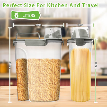 Viretec Rice Storage Container, 5 to 10lb Dry Food Airtight Dispenser, Pet Dog Cat Food Canister, BPA Free Clear Plastic Kitchen and Pantry Organization Bin for Oatmeal, Grain, Cereal, Pasta, Flour