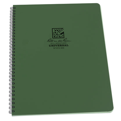 Rite in The Rain Weatherproof Side Spiral Notebook, 8.5" x 11", Green Cover, Universal Page Pattern (No. 973-MX)