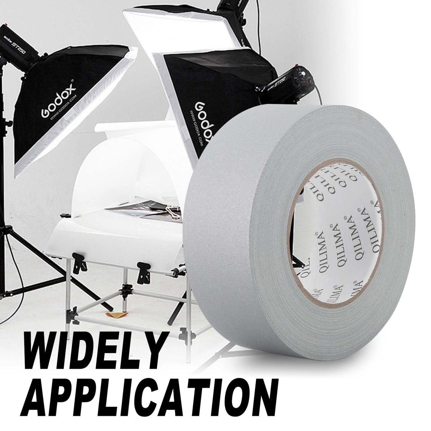 QILIMA Grey Gaffers Tape 2 Inch x 60 Yards - Professional Grade Floor Tape- Non Reflective Matte Finish Gaff Tape