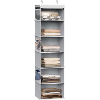 Simple Houseware 6 Shelves Hanging Closet Organizers Storage, Grey