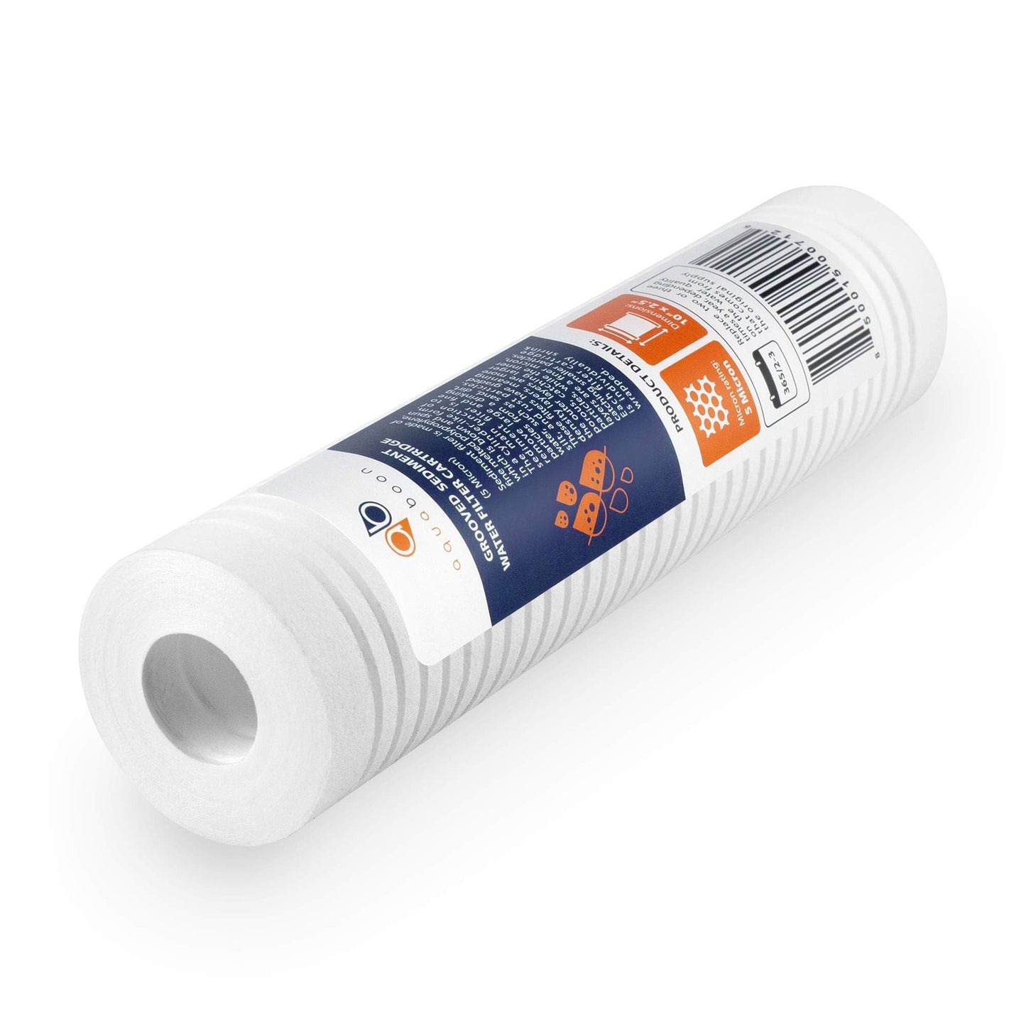 Aquaboon Whole House 5 Micron 10 x 2.5 PP Grooved Sediment Water Filter Cartridge Replacement Compatible with AP110, WHKF-GD05, CFS110, P5, 4-Pack