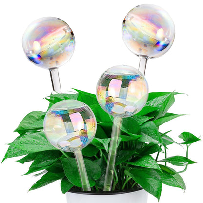 Yopay 4 Pack Plant Watering Bulbs, Hand Blown Glass Self Watering Spikes Globes, Rainbow Gradient Color Indoor House Plant Automatic Water Bulb, Medium Size 8.7" L x 2.8" D