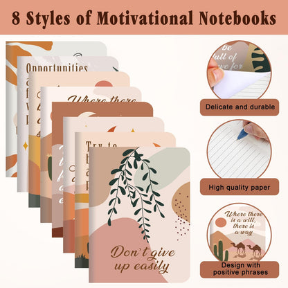 64 Pcs Motivational Mini Notebooks Bulk Set,16Pcs Motivational Quote Notebooks,16Pcs Ballpoint Pens,16Pcs Keychains,16Pcs Packaging Bags,Thank You Gifts for Teacher Colleagues