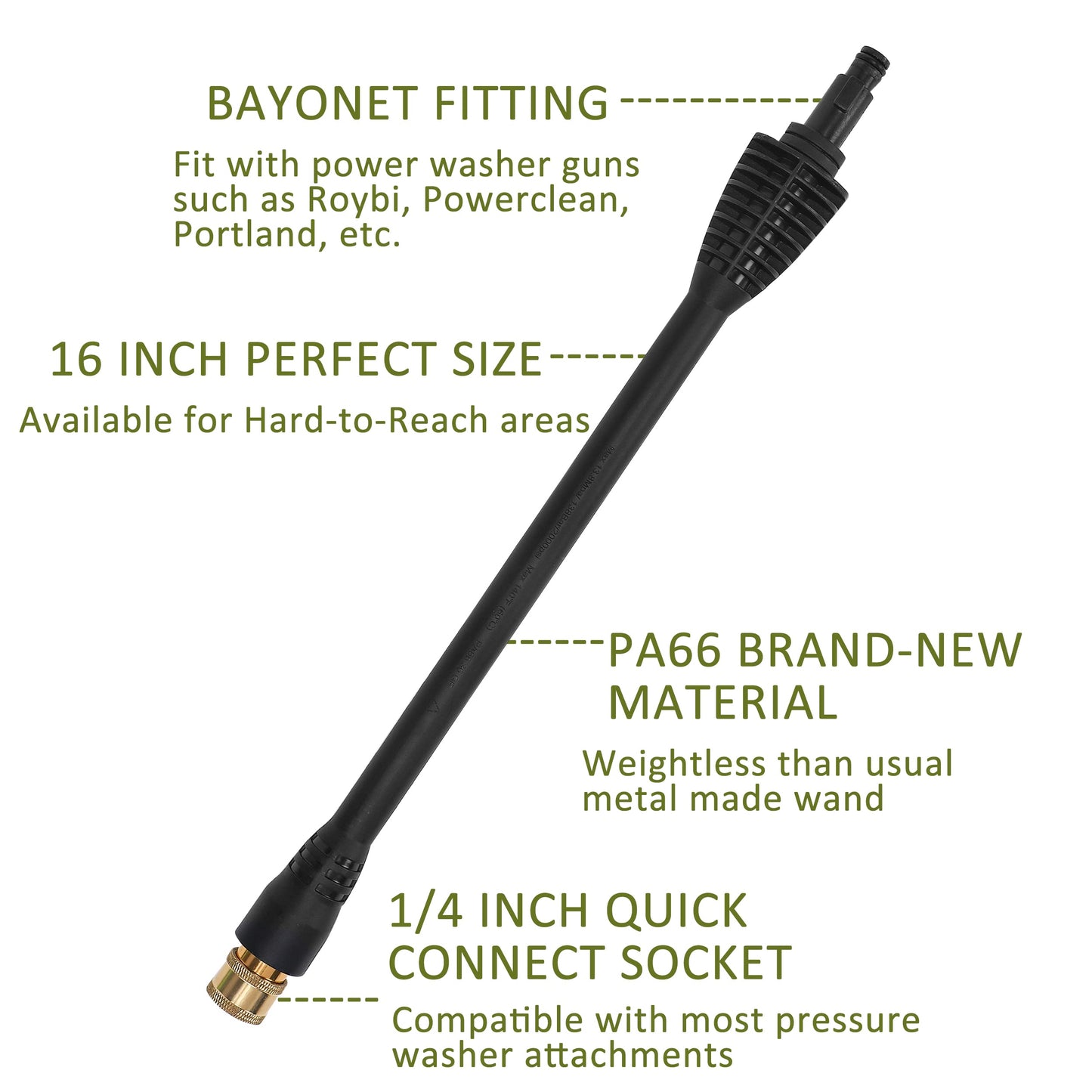 PWACCS Pressure Washer Gun Adapter Kit – Power Washer Gun Fittings with 1/4" Quick Connect Socket – 5 Spray Nozzles Include – Compatible with Ryobi, Powerclean, Portland and Husky