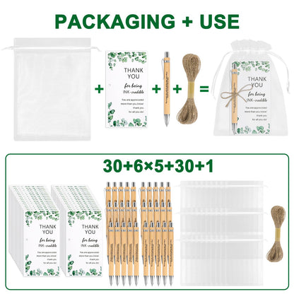 30 Pcs Thank you Inspirational Pens Bulk Gifts, Employee Appreciation Gift Motivational Quote Ballpoint Pens with Organza Bags and Thank You Cards for Teacher Student Coworkers Staff Gifts (8-30Pcs)