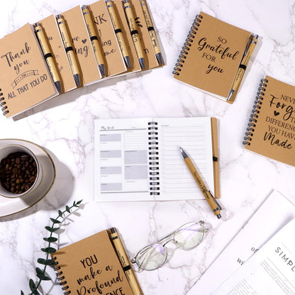 10 Set Employee Appreciation Gifts Thank You Gifts for Colleagues Inspirational Notebook with Motivational Ballpoint Pen Mini Spiral Notepads Inspirational Gift for Employee Coworker Teacher Team