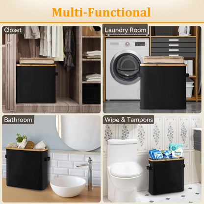 Large Toilet Paper Storage Basket Box with Lid for Mega Rolls, Extra Toilet Paper Storage Holder Stand Tissue Organizer Box for Bathroom, Slim Toilet Roll Container Storage Bin, Black