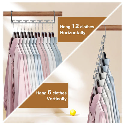 Sindax Space Saving Hangers for Closet Organizer - Sturdy Metal Hangers for Wardrobe Storage Organize, Clothes Hanger Space Saving Collapsible - 8 Pack