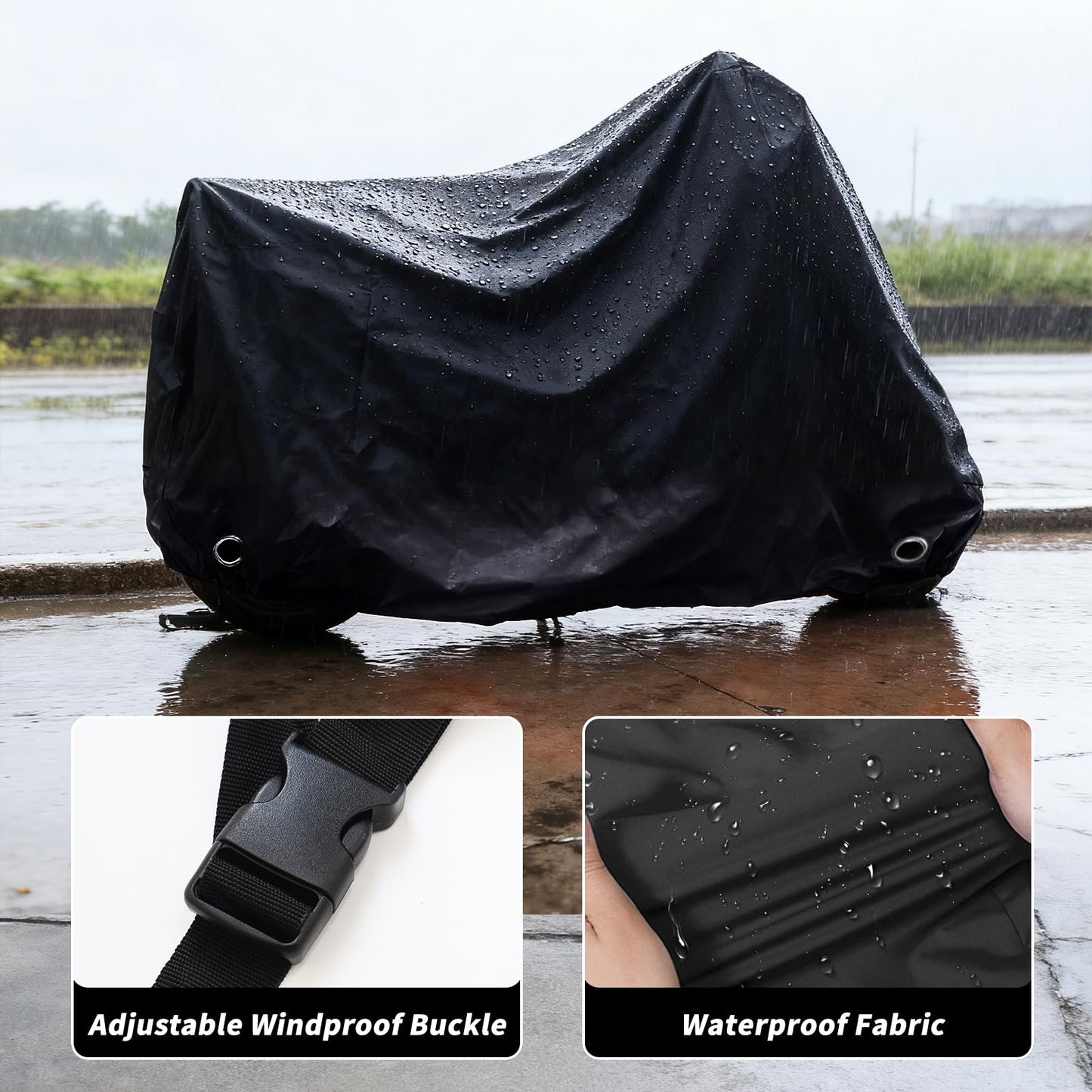 XYZCTEM Scooter Cover,Waterproof Moped Cover, for Vespa Cover Outdoor Protection Against Water, UV, Wind. Black, 72" L