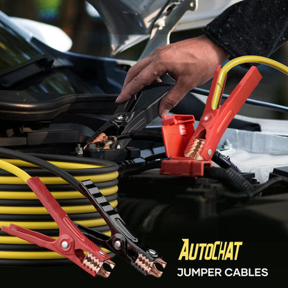 AutoChat Jumper Cables for Car, Heavy Duty Automotive Booster Cables for Car, SUV and Trucks Battery, for Jump Starting Dead or Weak Batteries with Carry Bag, Gloves, Brushes(6 Gauge 16 Feet)