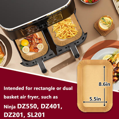 Air Fryer Liners for Ninja Dual, 250PCS Airfryer Liners for Ninja DZ550 DZ201, Parchment Paper for Air Fryer Disposable Air Fryer Parchment Paper Liners Rectangle 8.6 x 5.5 inch