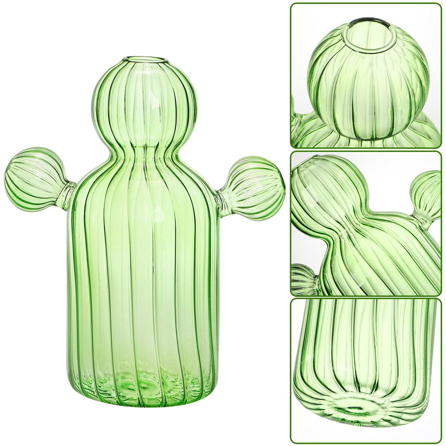 Suwimut 3 Pack Cactus Plant Propagation Station, Mini Terrarium Glass Vases for Indoor Plants, Small Hydroponic Pots for Flowers, Cute Glass Planters Gifts for Women Home Garden Decor