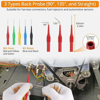 Neoteck 25PCS Back Probe Test Lead- 15PCS Back Probe Pins + 5PCS Banana Plug to Alligator Clip + 5 PCS Alligator Clips for Multimeter Diagnosis Circuit Testing