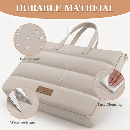 RAINYEAR Laptop Bag for 13-14 Inch MacBook Computer Chromebook Notebook, Protective Padded Waterproof Lightweight Elegant Laptop Bag with Shoulder Strap, Khaki