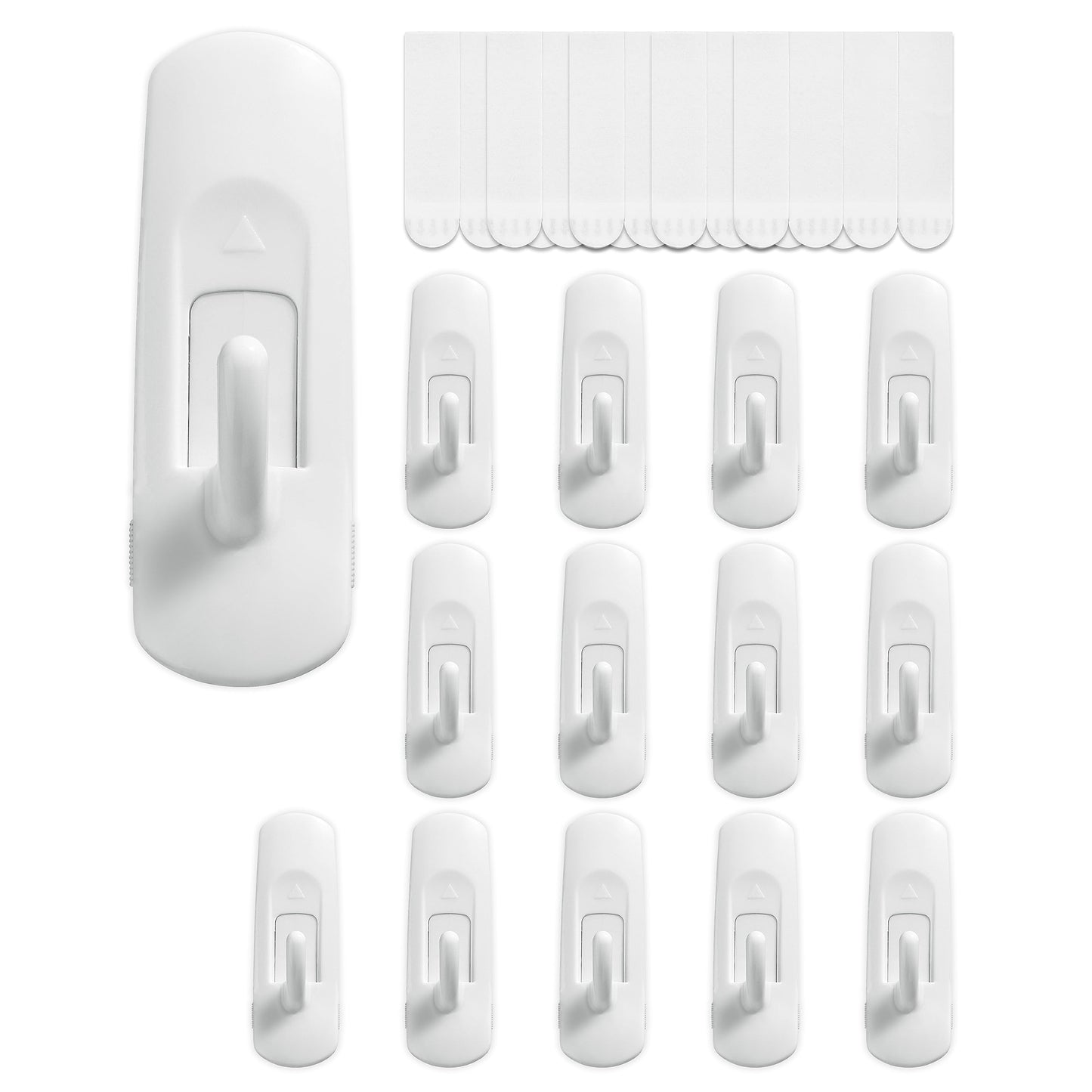 14 Large Hooks+20 Removable Strips, White Utility Hooks, Heavy Duty with Adhesive Strips, Damage-Free Organize Hooks, No Tools Wall Hook for Hanging, Value Pack
