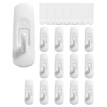 14 Large Hooks+20 Removable Strips, White Utility Hooks, Heavy Duty with Adhesive Strips, Damage-Free Organize Hooks, No Tools Wall Hook for Hanging, Value Pack