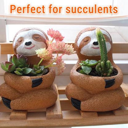 CHEOTIME Air Plants Holders, Unique Sloth Flower Pot Succulents, Gifts Gardening Gifts for Plant Lovers Gardeners,Cute Sloth Decor for Home & Office