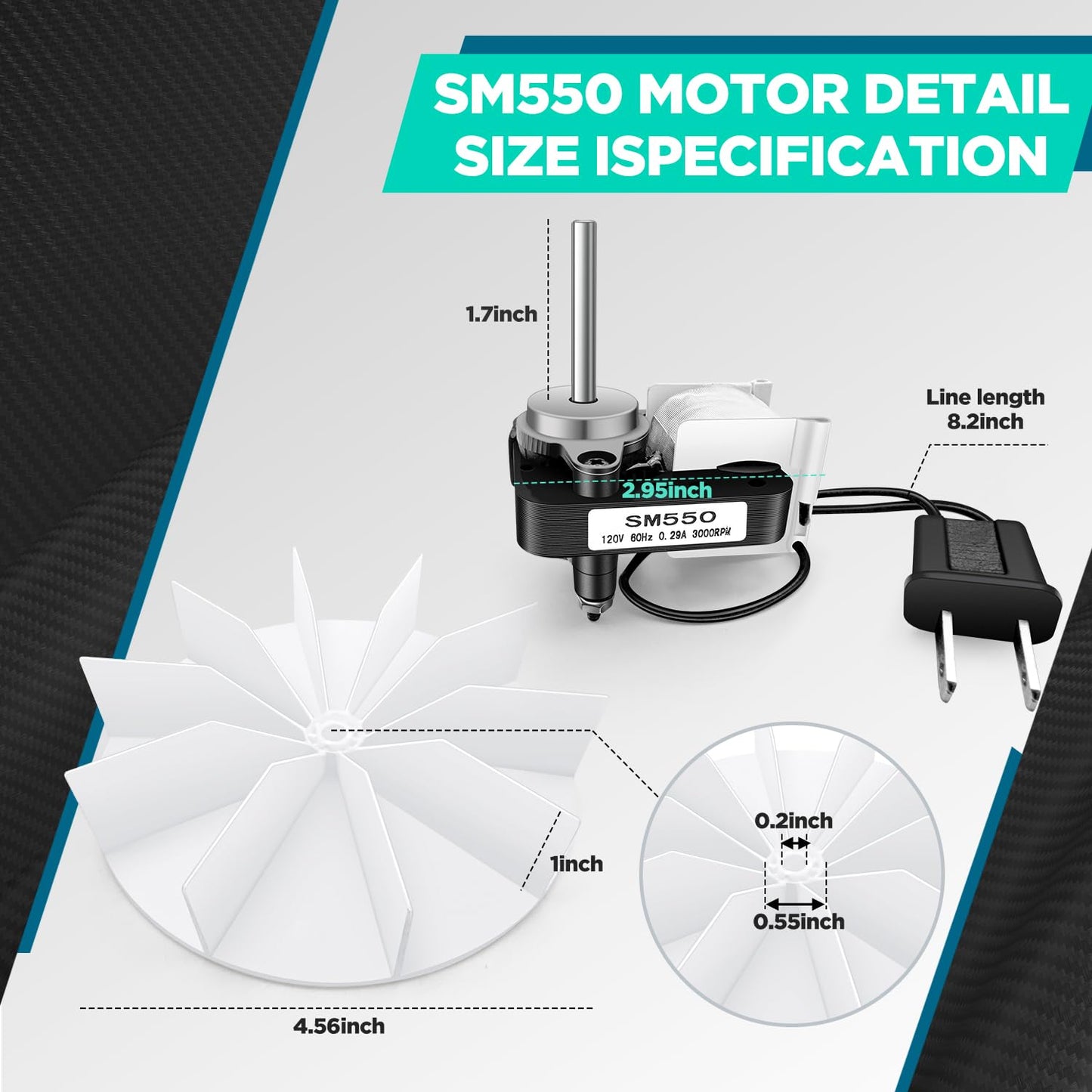 Vancasuk SM550 Universal Bathroom Vent Exhaust Fan Motor Replacement Kit, Compatible with Nutone Broan Uppco 50CFM 120V, Replace C65878, VFM100, E498-1, 82423K, K111, C01575, 65100, EM550, EM750