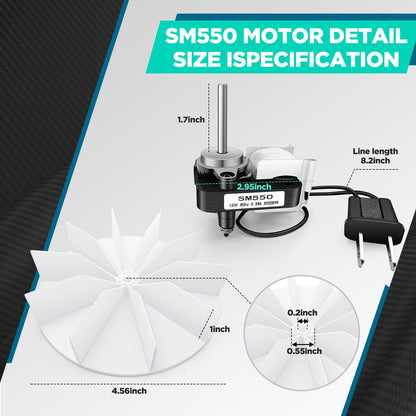 Vancasuk SM550 Universal Bathroom Vent Exhaust Fan Motor Replacement Kit, Compatible with Nutone Broan Uppco 50CFM 120V, Replace C65878, VFM100, E498-1, 82423K, K111, C01575, 65100, EM550, EM750