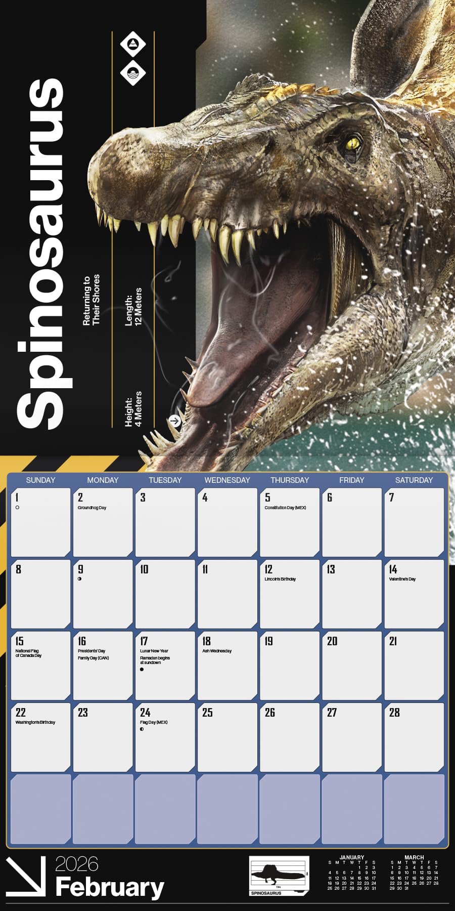 2026 Jurassic World: Rebirth Wall Calendar