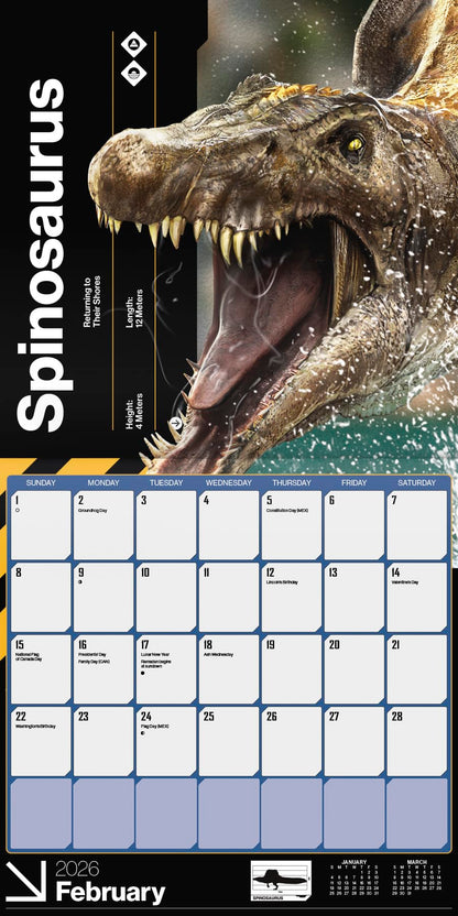 2026 Jurassic World: Rebirth Wall Calendar