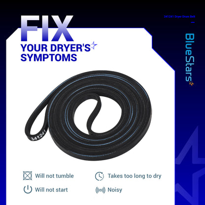 Ultra Durable 341241 Dryer Drum Belt Replacement Part by BlueStars - for Whirlpool Kenmore Dryers - Replaces 8066065 AP2946843 W10127457 PS346995 14210003 31531589 31001026 3394651 529597 - Pack of 2