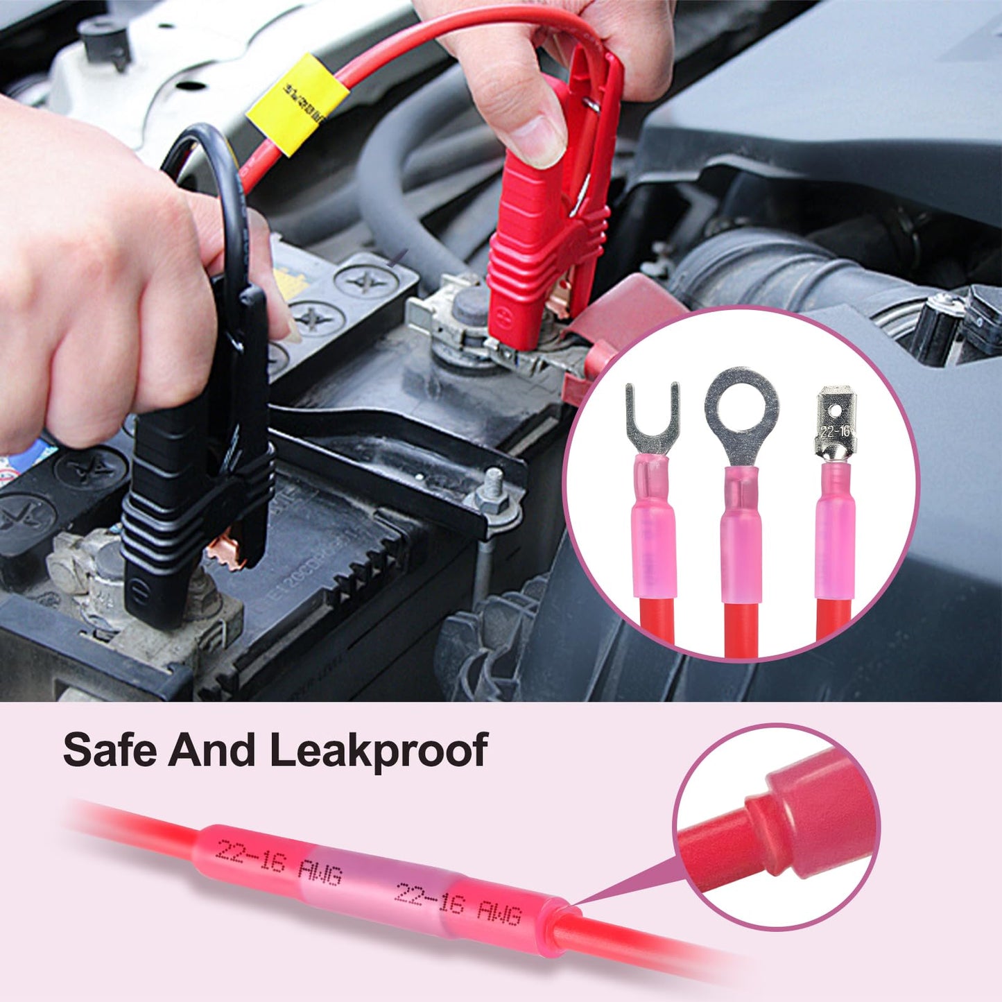 KYHSHJ Female Spade Connectors - Heat Shrink Spade Connector Kit - Quick Disconnect Wire Connectors - Electrical Spade Terminals - Blue 16-14AWG 150 PCS