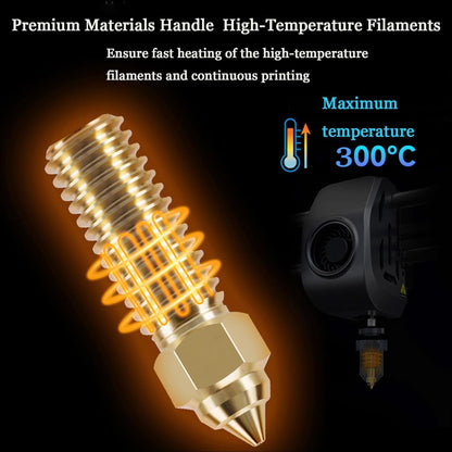 15PCS K1 Brass Nozzles Kit, 3D Printer High Speed 5PCS 0.4mm Nozzles and 2PCS 0.2mm, 0.6mm, 0.8mm, 1.0mm, 1.2mm Nozzles Kit for K1, K1 Max, Ender 3 V3 KE