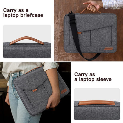 DOMISO 15-15.6 Inch Laptop Sleeve Bag Water Resistant Briefcase Messenger Shoulder Bag for ThinkPad L580/16" MacBook Pro/IdeaPad 320/Dell XPS 15/HP Envy x360/ASUS ROG Zephyrus/Acer Chromebook,Grey