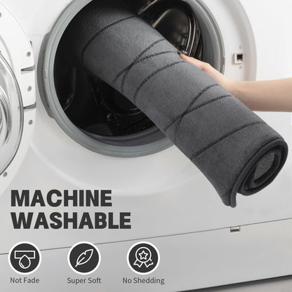 YIHOUSE Memory Foam Grey Bath Mat Set 2 Piece, Ultra Absorbent Bath Mat for Bathroom - Non-Slip Machine Washable & Dry Quickly, 2 Piece Bathroom Mat Set, Dark Grey