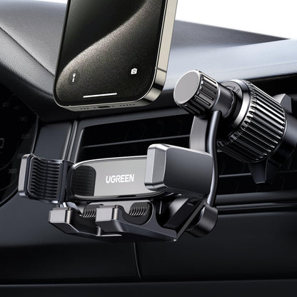 UGREEN Car Phone Holder Gravity Vent Phone Mount, Never Blocking Air Vent Clip Cell Phone Holder Compatible with iPhone 16 15 14 13 12 Pro Max Mini Plus, iPhone 11 SE XS XR 8 7 6 6S Smartphone, Black