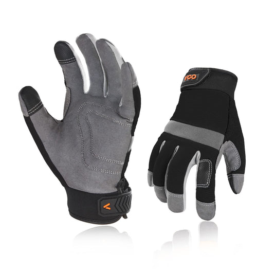 Vgo 1Pair Safety Work Gloves,Builder Gloves,Gardening Gloves,Light Duty Mechanic Gloves(M,Black,SL7584)