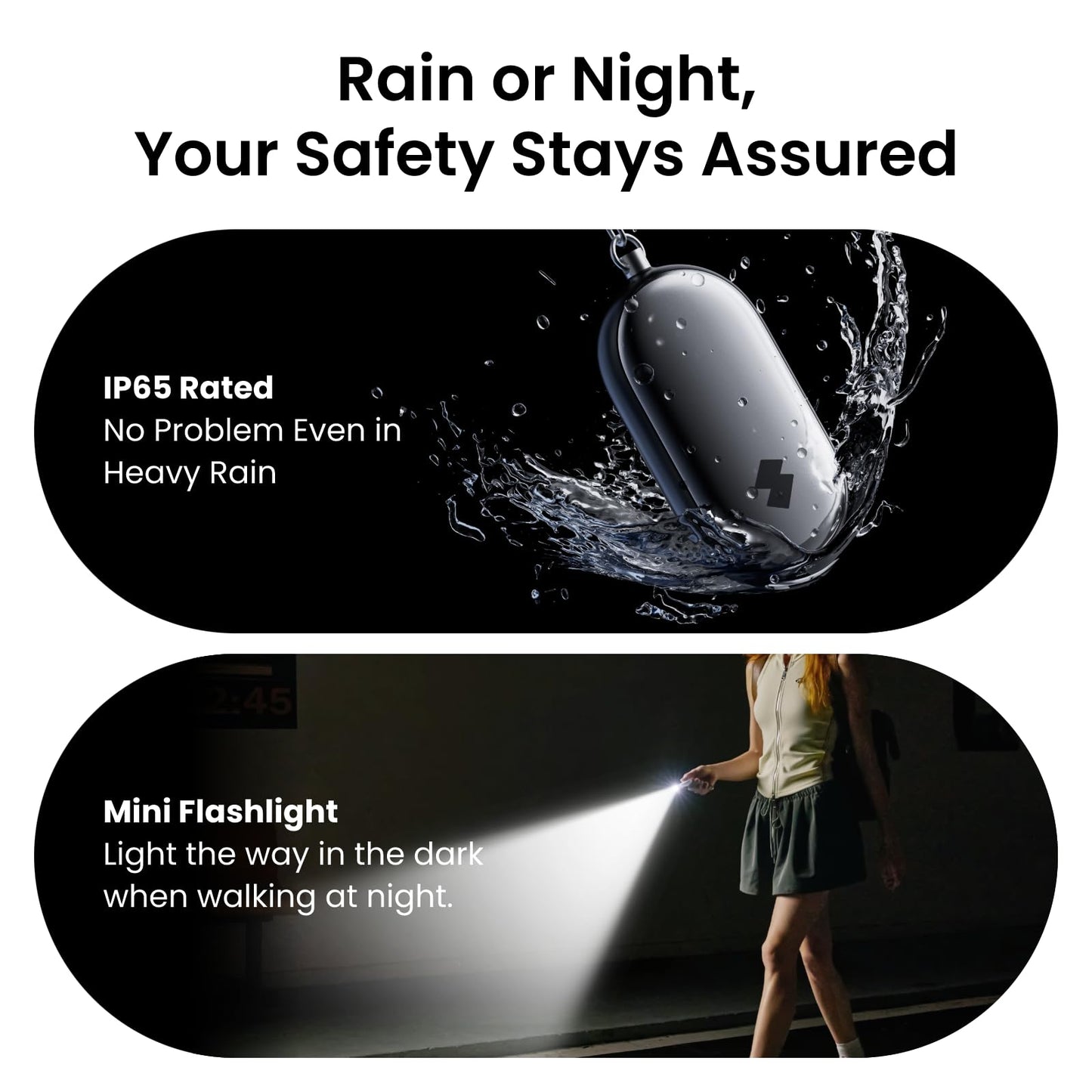 SwitchBot 130 dB Personal Safety Alarm for Women with Apple Find My APP, Extra-Loud Siren & Strobe Light, Waterproof Self Defense Keychain for Women, College Girls and Kids (Black)