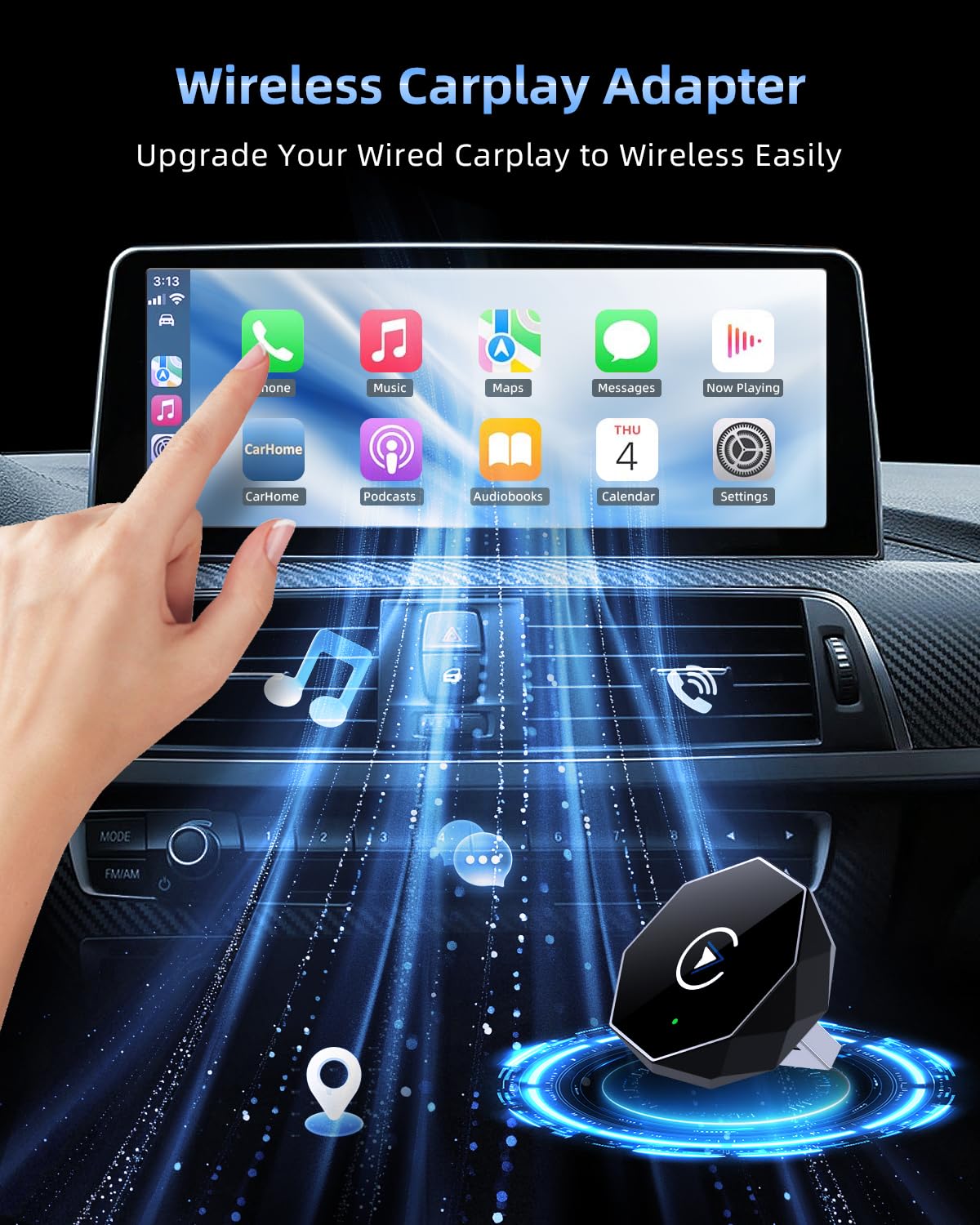 Wireless CarPlay Adapter for iPhone,Mini USB Design,2025 Upgrade with Built-in Wired for Apple CarPlay Plug and Play Fast Stable Connection Car Play for iPhone12 Above (ZS01)