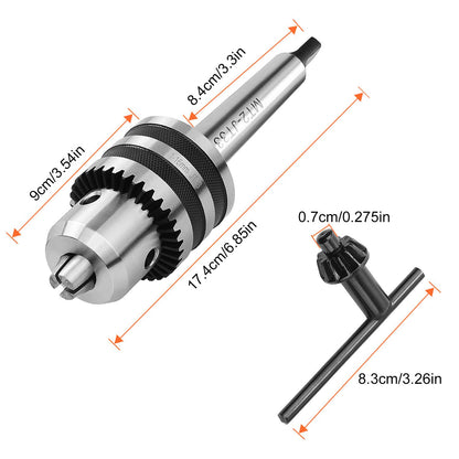 Abuff 1/32"- 5/8" Heavy Duty Drill Chuck Set, Silver Drill Chuck Adapter with Chuck Key MT2 Shank, Drill Press Chuck for Milling Machine