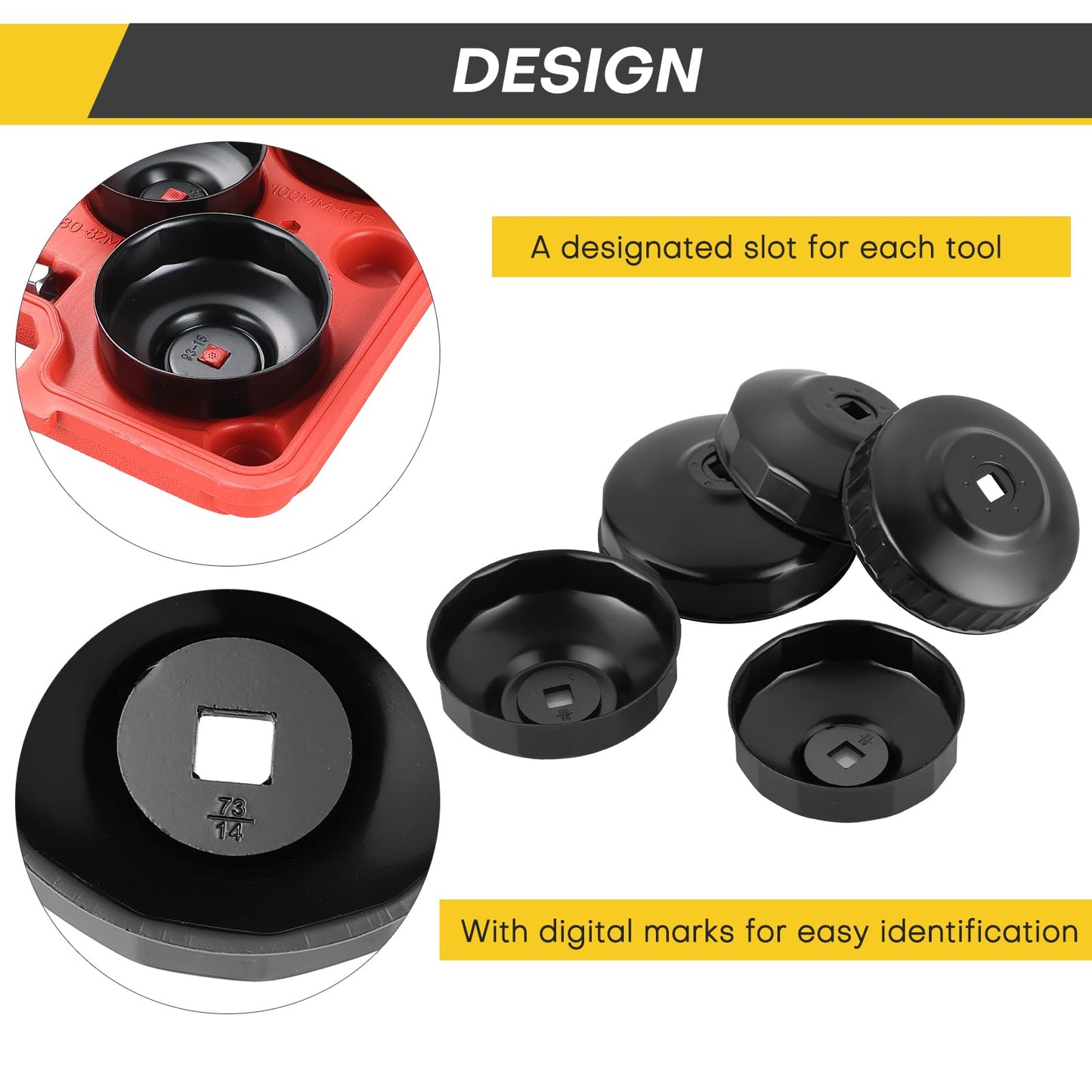 Acymner 15PCS Oil Filter Cap Wrench Tool | Universal Oil Filter Socket Wrench Set 3/8 inch Drive