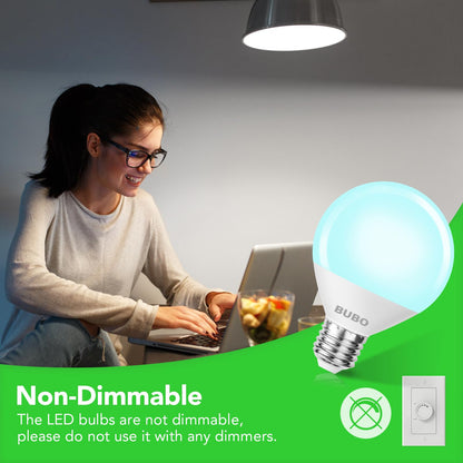 BUBO Vanity Light Bulbs 60 Watt Equivalent, Bathroom Light Bulbs Daylight White 5000K, G25 Globe Round Bulb 800 Lumens, E26 Medium Base, 7W, Non-Dimmable, 8 Pack